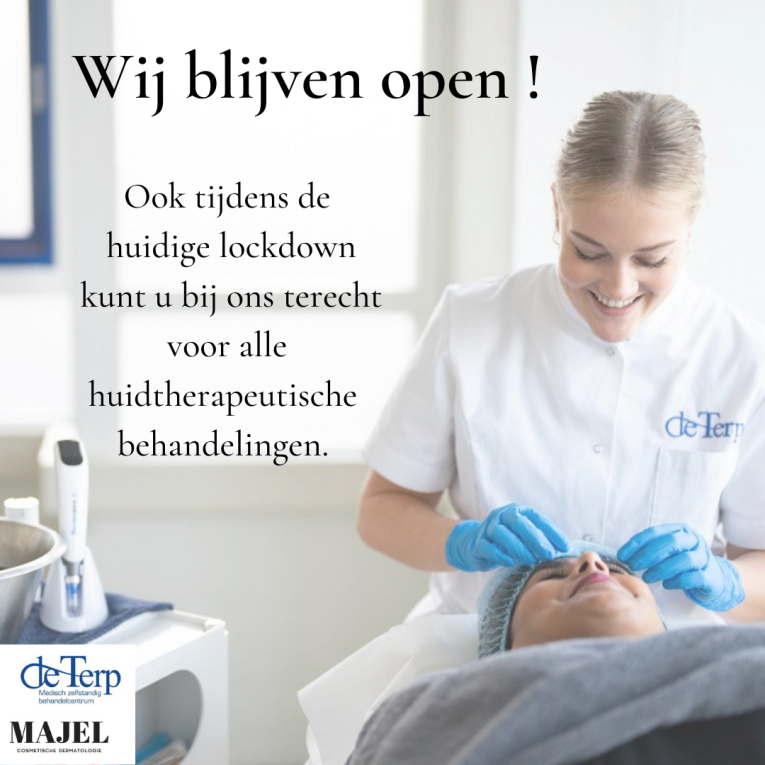 Huidtherapie geopend tijdens lockdown.|Stichting Zorginstelling De Terp